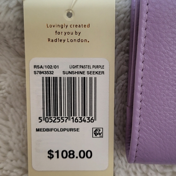 NWT! RADLEY LONDON Medium Purple Leather Bifold Wallet! - Picture 4 of 12